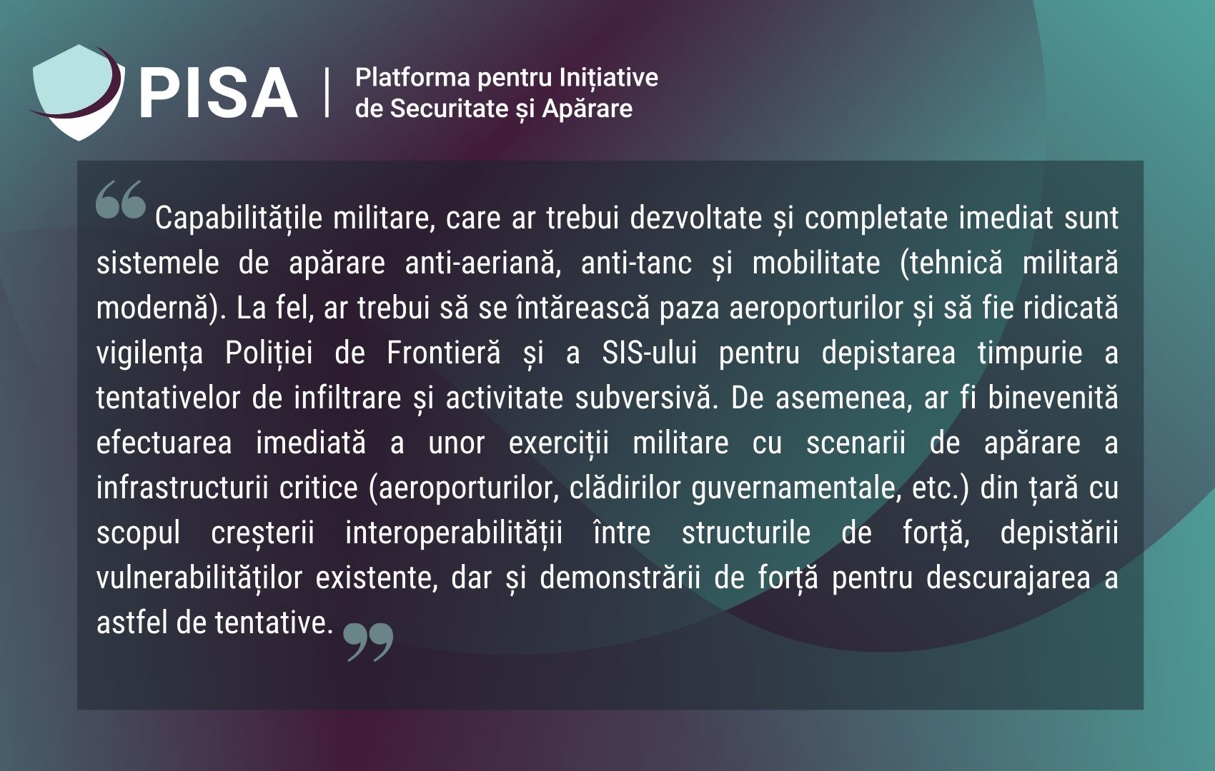 Republica Moldova trebuie să continue să-și consolideze capacitățile de apărare în ritm sporit, pentru a putea răspunde amenințărilor