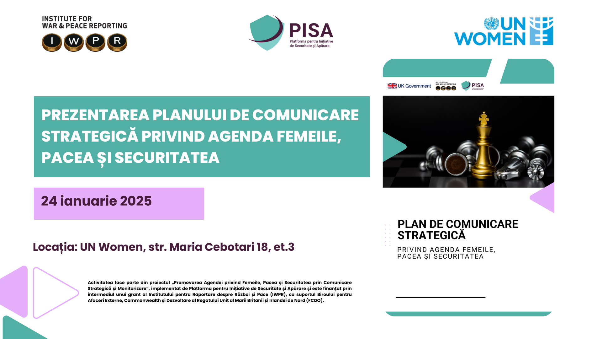 Prezentare Planului de Comunicare Strategică privind Agenda Femeile, Pacea și Securitatea